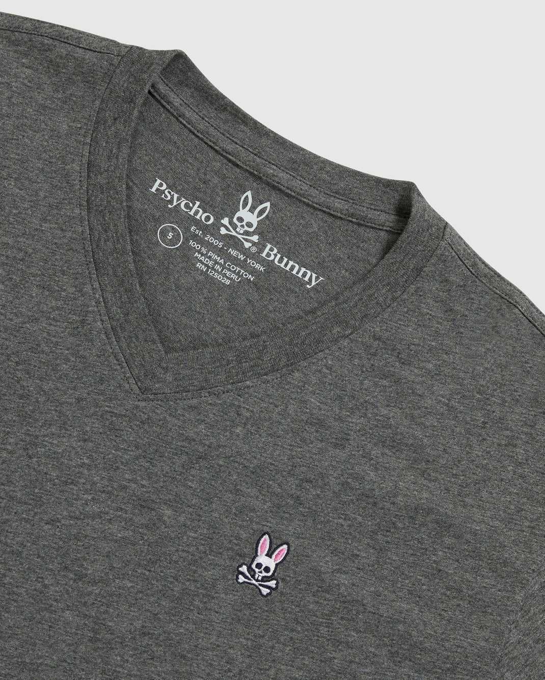 Tees Psycho Bunny Grey Classic V Neck Tee Heather Storm Homme | AGT-36588083